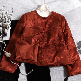 深圳南油鸭绒羽绒服新中式国风人丝提花刺绣轻奢时尚宽松保暖外套