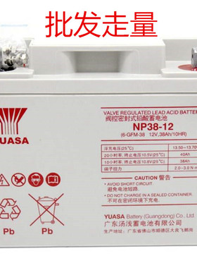 YUASA汤浅蓄电池12V38AH NP38-12 铅酸免维护 消防UPS用