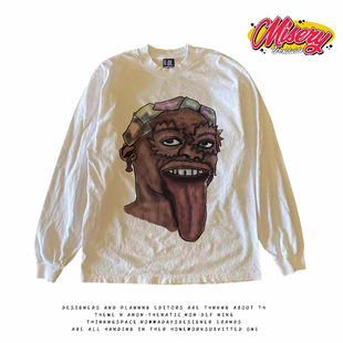 T恤男女同款 y2k 复古街头印花长袖 美式 oversize重磅棉上衣 hoodie