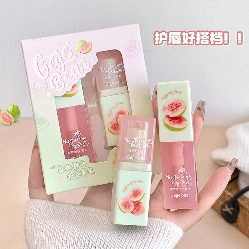 Gege bear盈嫩舒润护唇套装 女滋润保湿褪死皮淡化唇纹润唇膏唇油
