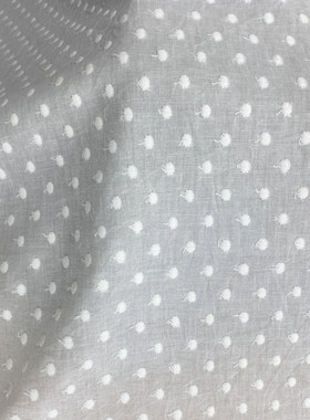 米白色小圆点刺绣棉布森系衣服装