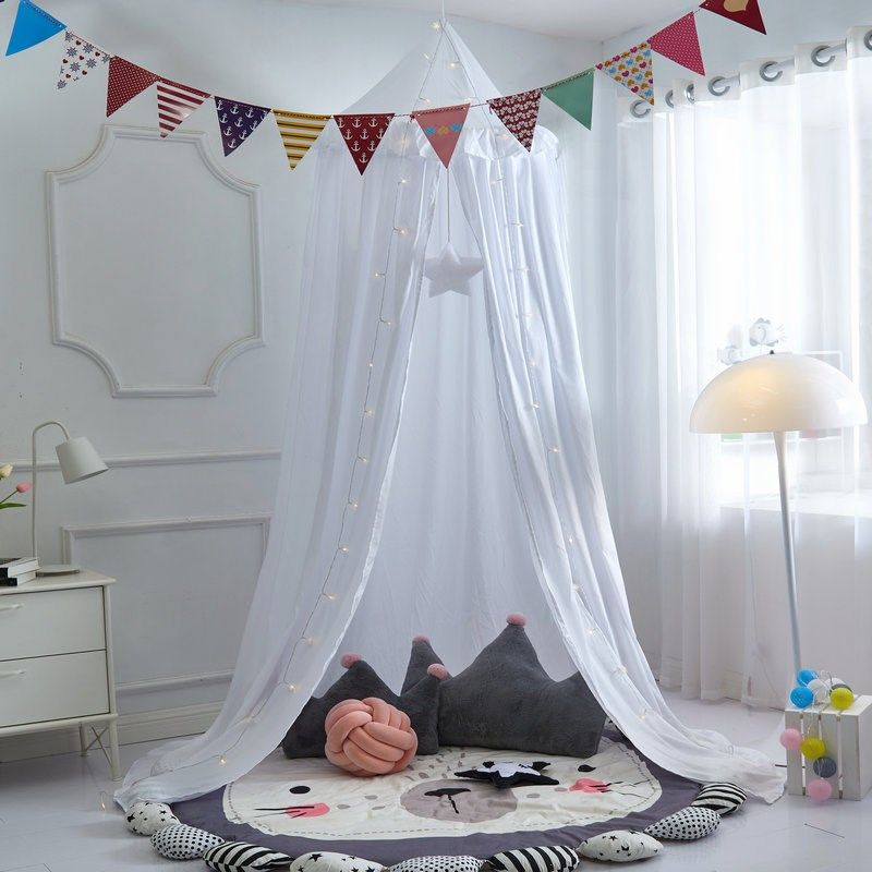 爆款流苏圆顶儿童帐篷免打孔床头床帘遮光床幔水洗棉工艺蚊帐树屋,床上用品,蚊帐,淘宝优惠券,粉丝福利购,淘宝优惠卷