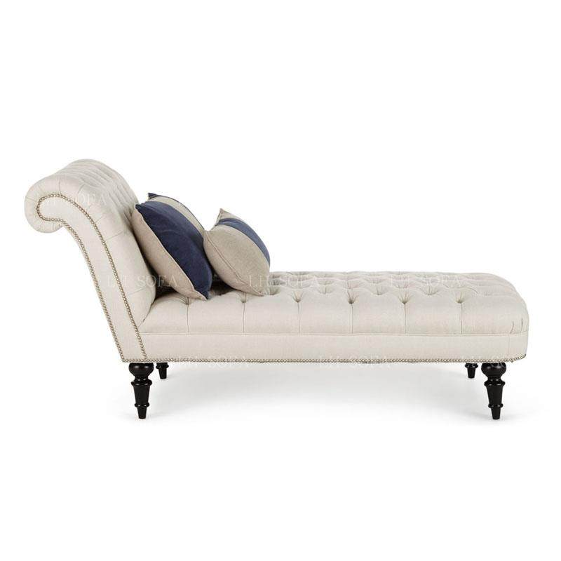 网红美式贵妃椅布艺休闲椅棉麻拉扣贵妃榻法式客厅卧室懒y人沙发