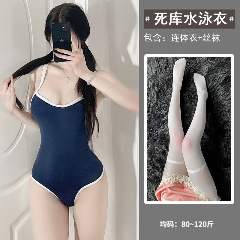 爆款日系可爱死库水连体衣性感休闲泳衣女纯色学生体操服紧身网红