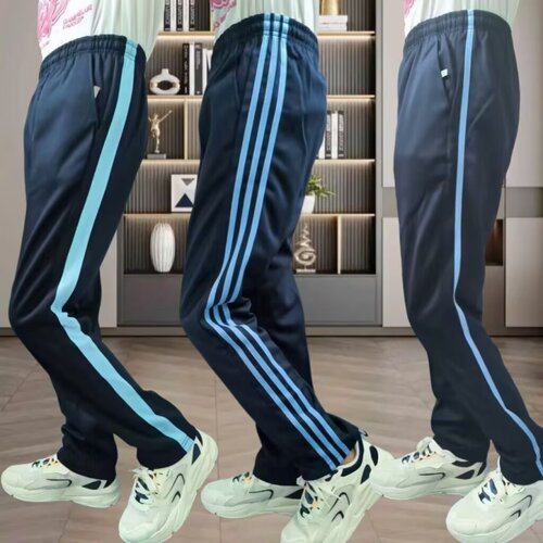 藏蓝色浅蓝条校服裤男女生运动裤