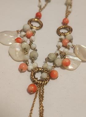 欧美外贸复古宫廷饰品天然贝壳项链毛衣链气质款 孤品自留款