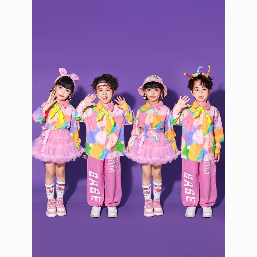 儿童多巴胺粉色花衬衫啦