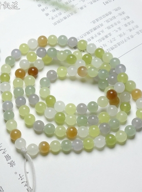 天然新疆和田玉6mm多宝玉石链子项链108颗多圈男女款佛珠手串手链