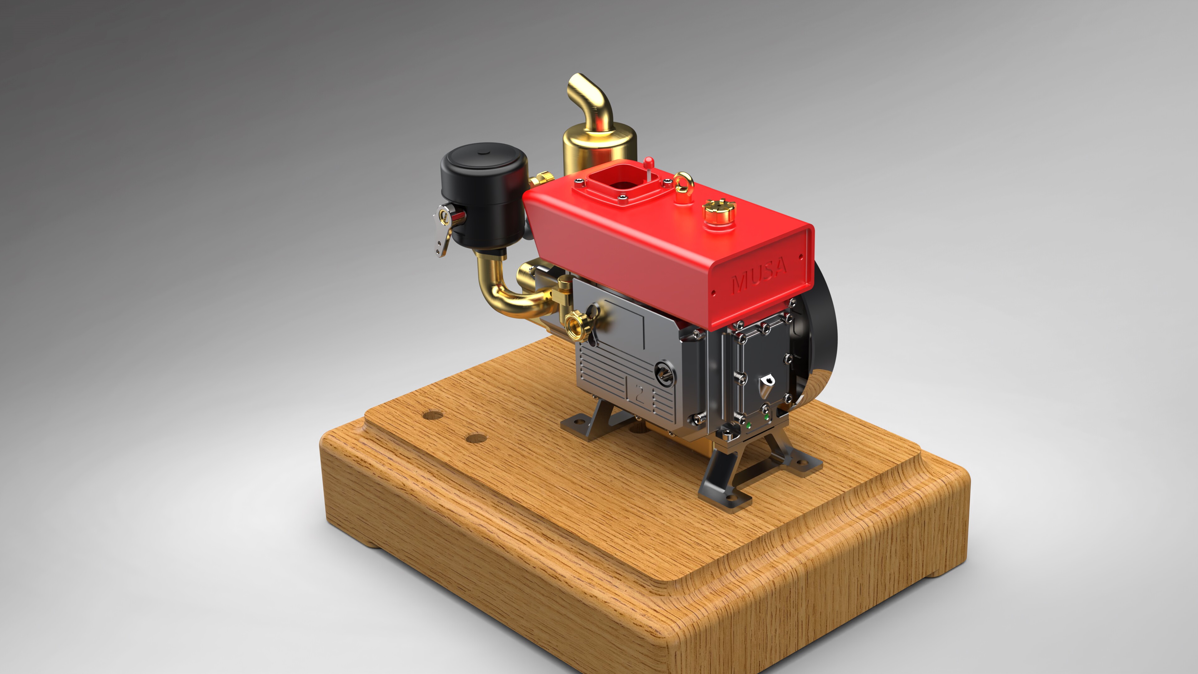 musa 单缸发动机模型 2号机新款  东方红柴油机头 非静态