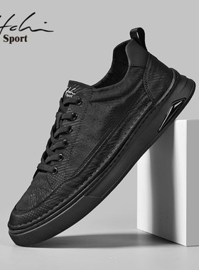 沙驰运动男鞋2025新款秋季透气百搭板鞋男士高级感黑色休闲帆布鞋