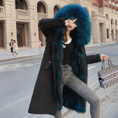 2025冬季 女士狐狸毛派克服中长款 可拆卸内胆真毛皮草外套大衣连帽