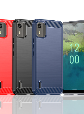 适用Nokia诺基亚C12手机壳C12Pro/C12Plus简约拉丝碳纤维纹防滑防指纹全包边防摔保护套软壳
