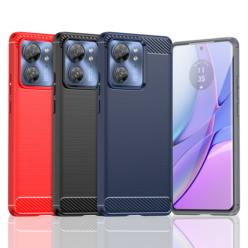 适用Moto edge 2023美版手机壳Motorola edge2023美版简约拉丝碳纤维纹防滑防指纹全包边防摔保护套软壳