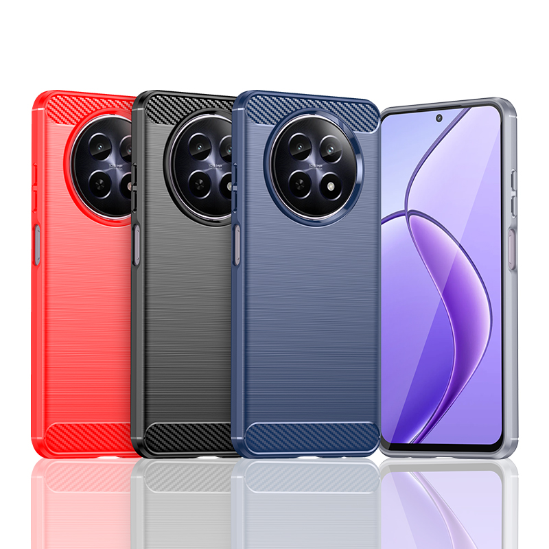 适用Realme 12 5G手机壳真我12X简约拉丝碳纤维纹防滑防指纹全包边防摔保护套软壳