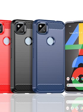 适用谷歌Pixel4A手机壳GooglePixel4A保护套纯色简约拉丝碳钎维纹防滑防指纹全包边防摔软壳套