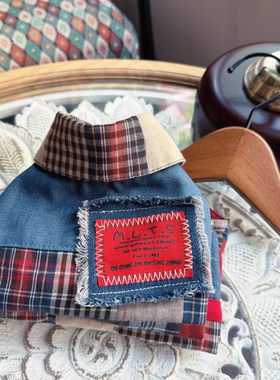 宠物衣服狗狗猫咪衣服小型犬秋冬装小型犬衣服 复古格子衬衫