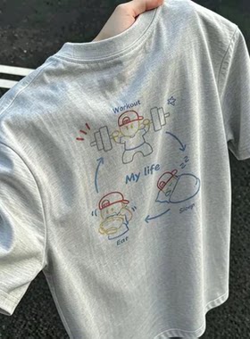 夏季重磅纯棉美式休闲百搭复古
