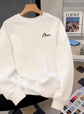 奥特莱斯潮牌薄款长袖卫衣男女加绒加厚秋冬宽松百搭休闲上衣情侣