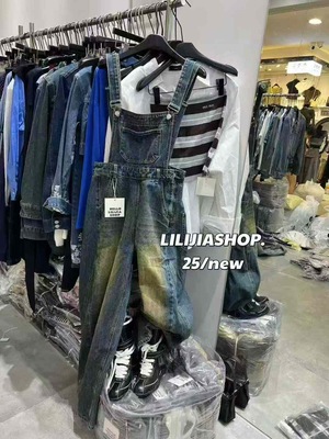 2025秋季新款韩版百搭收腰提高做旧连体裤女休闲时尚复古背带裤潮