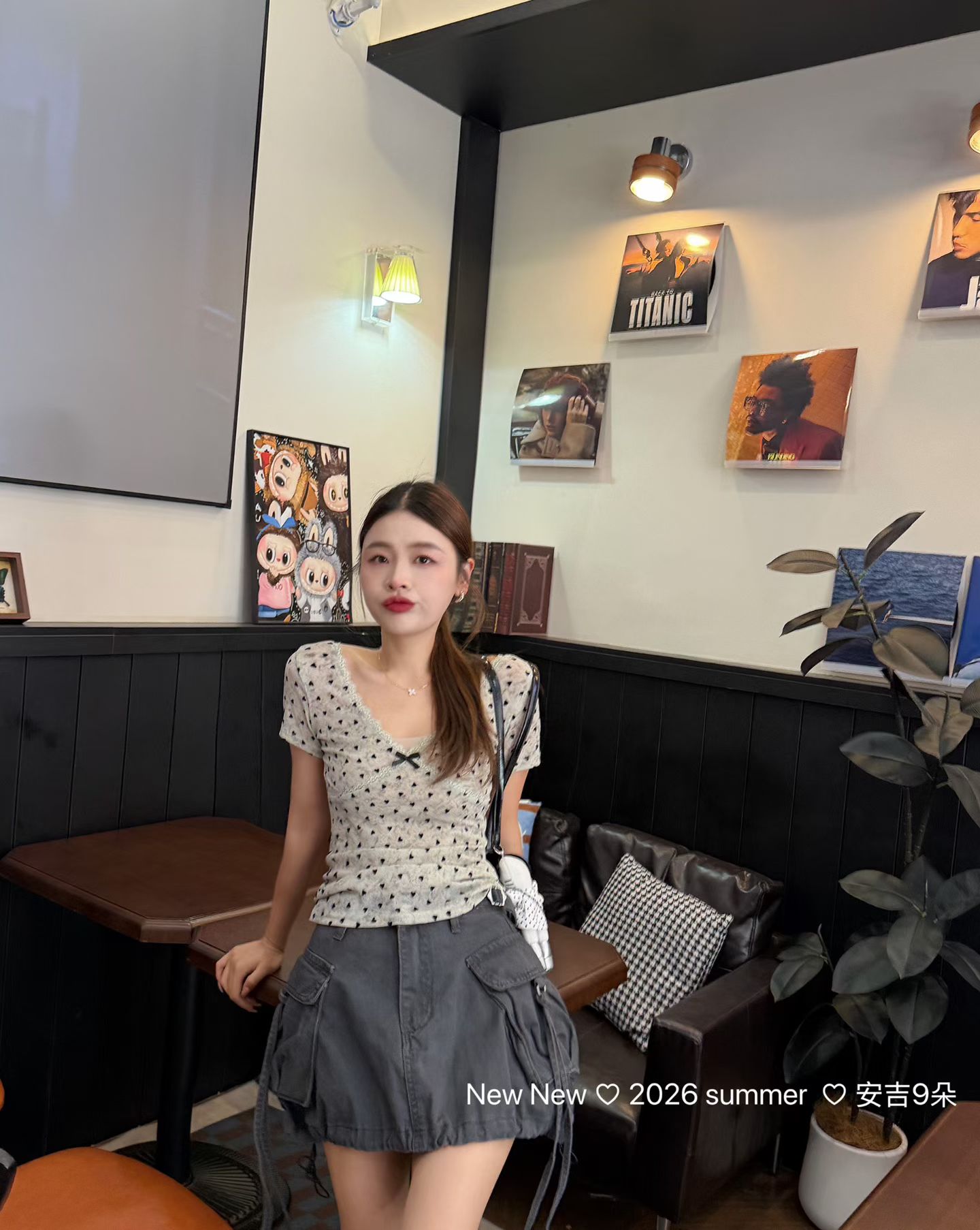 正品实拍2026夏季新款韩版修身显瘦百搭时尚爱心蝴蝶结T恤上衣潮
