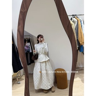 夹棉松紧腰南瓜裙套装 韩国东大门2025秋冬新款 绑带吊带夹面背心