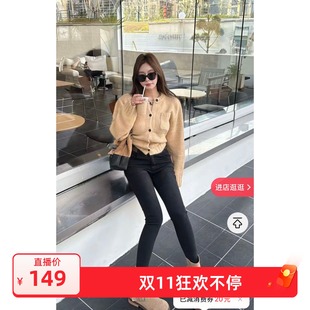 百搭露背绑带显瘦针织开衫 时尚 毛衣潮 韩版 韩国东大门2025秋冬新款