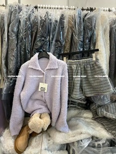 宽松百搭洋气单排扣翻领针织开衫 韩版 毛衣加厚外套女 新款 2025冬季