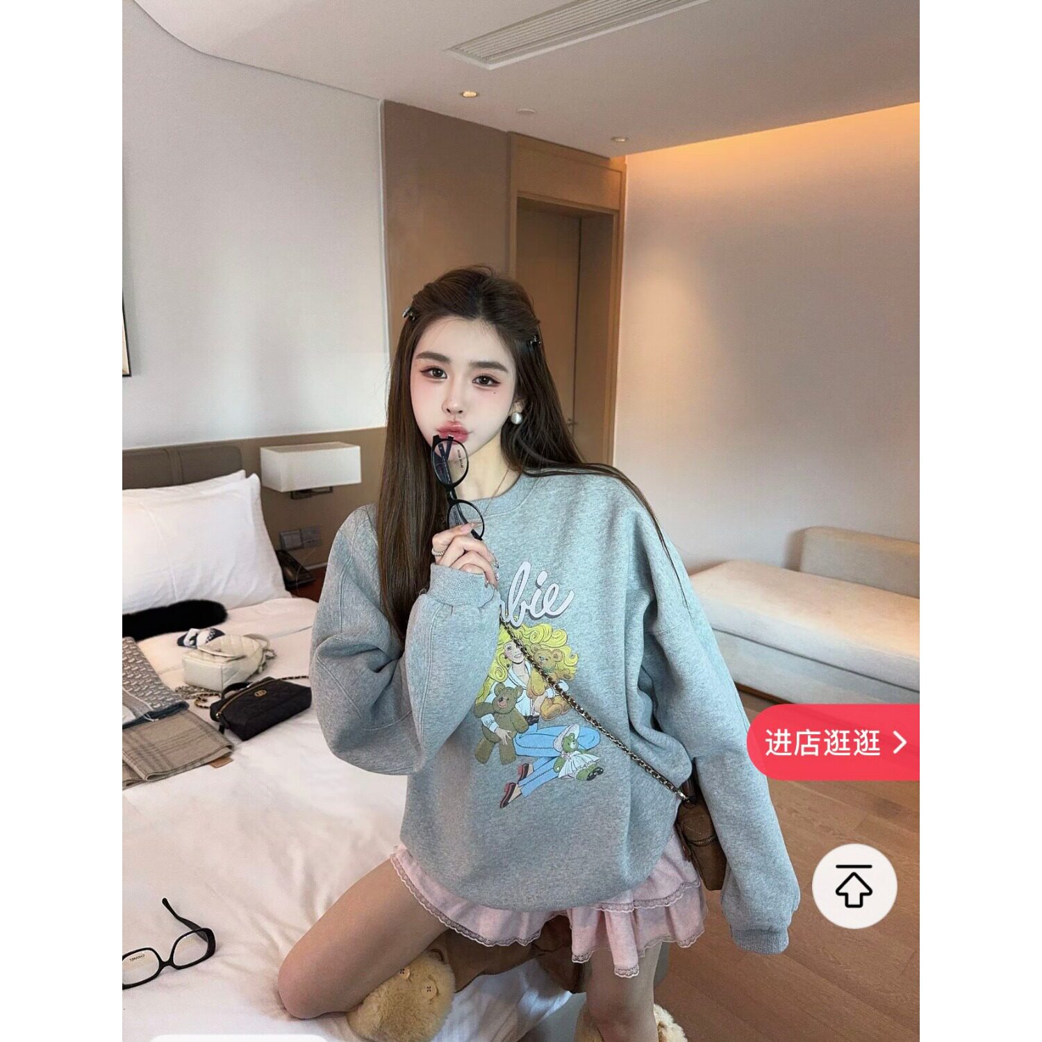 五折福利。 泡菜订制字母卡通加绒卫衣韩版宽松加厚中长款上衣