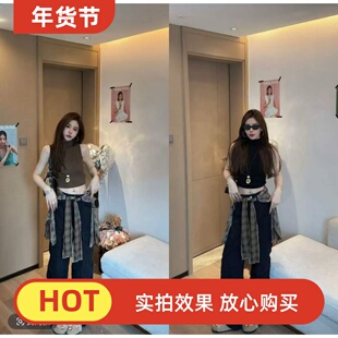 泡菜订制咖色半高领针织背心2025秋季新款韩版百搭时尚无袖上衣潮