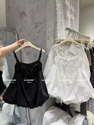 正品实拍花苞白色法式绝美吊带女2026韩版小上衣女叠穿吊带裙子潮