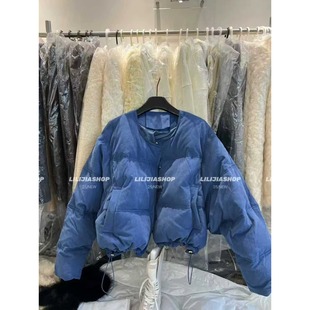 羽绒服外套潮 宽松休闲圆领单排扣短款 韩国东大门2025秋冬新款 韩版