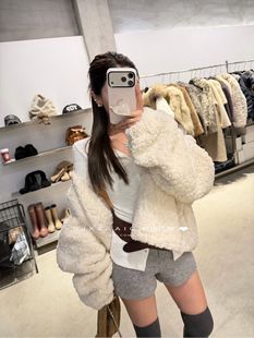 泡菜定制2025冬季 百搭洋气加厚保暖羊羔毛皮毛一体圈圈毛外套 新款