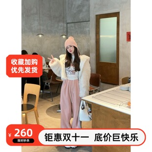 再生毛毛连帽外套新款 洋气冬季 加厚保暖短外套潮 韩版 五折福利