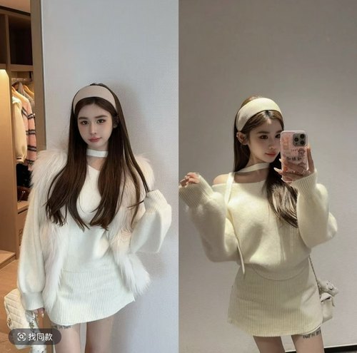 2025冬季新款韩版宽松慵懒风软糯奶fufu温柔风毛茸茸针织衫毛衣潮