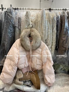 宽松大毛领羽绒服女短款 韩版 加厚保暖白鸭绒短外套潮 新款 2025冬季