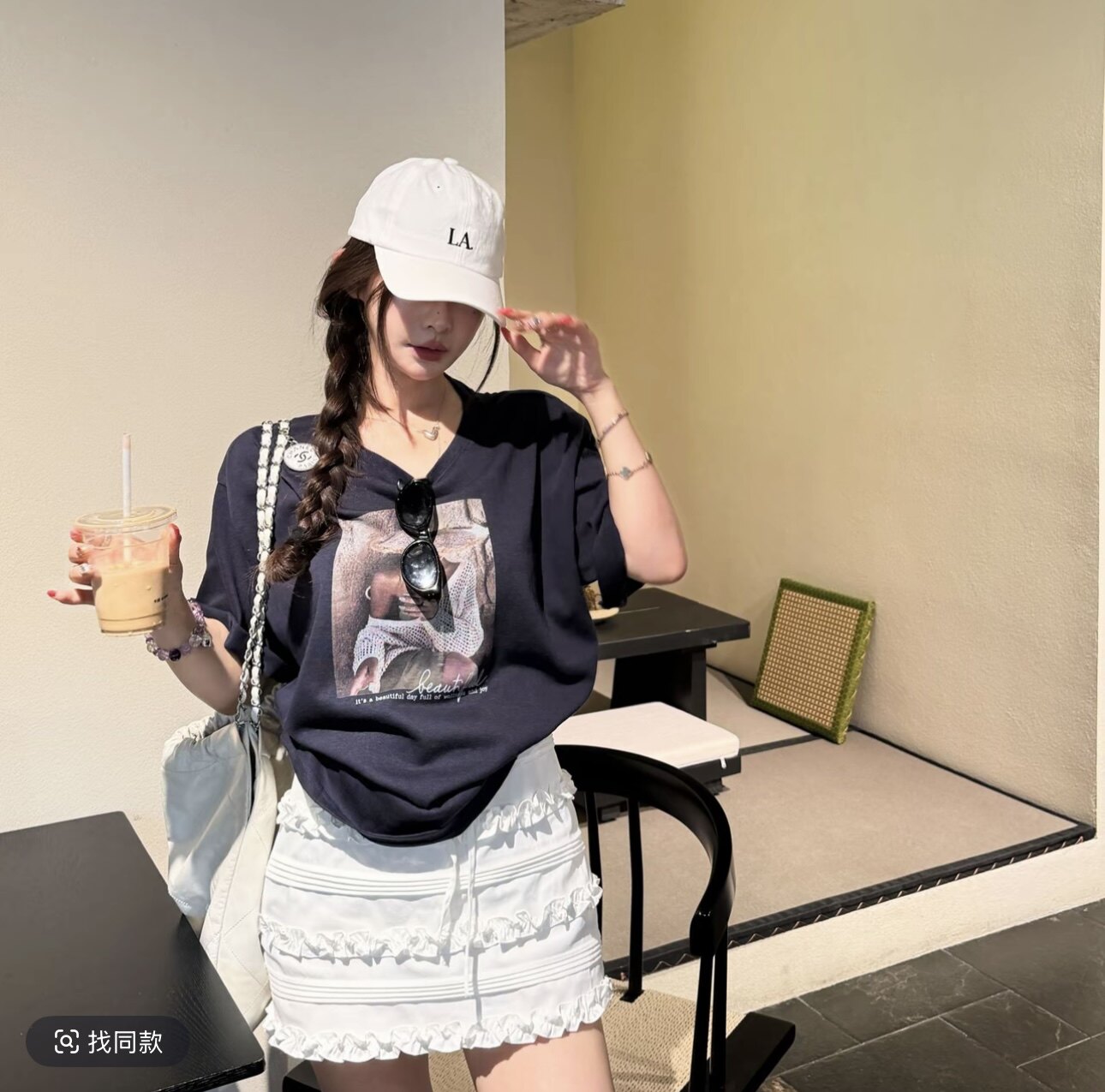 正品实拍2026夏季新款韩版宽松时尚印花短袖T恤+花边短裙两件套潮