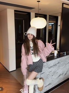 百搭翻领国际标外套 韩版 泡菜订制粉色100%羊毛羽绒服2025冬季 新款