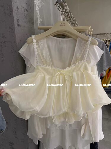 正品实拍2026夏季新款韩版时尚百搭显瘦蕾丝拼接系带吊带背心女潮