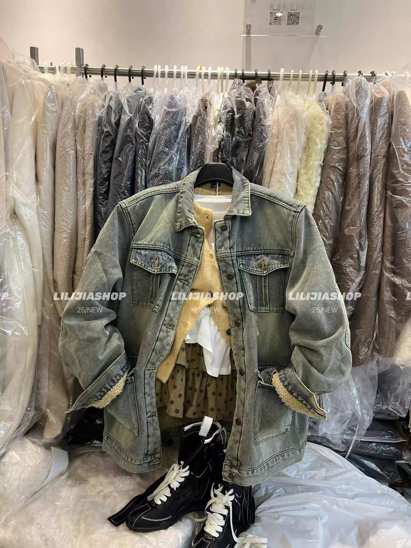 韩国东大门2025秋冬新款韩版宽松休闲翻领牛仔外套女加厚加绒夹克