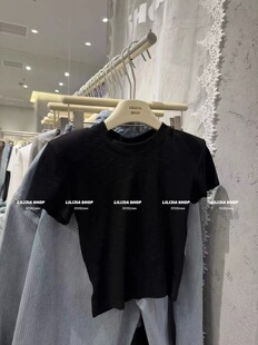 2026夏季新款韩版气质显瘦百搭宽松圆领短袖T恤女修身短款上衣潮