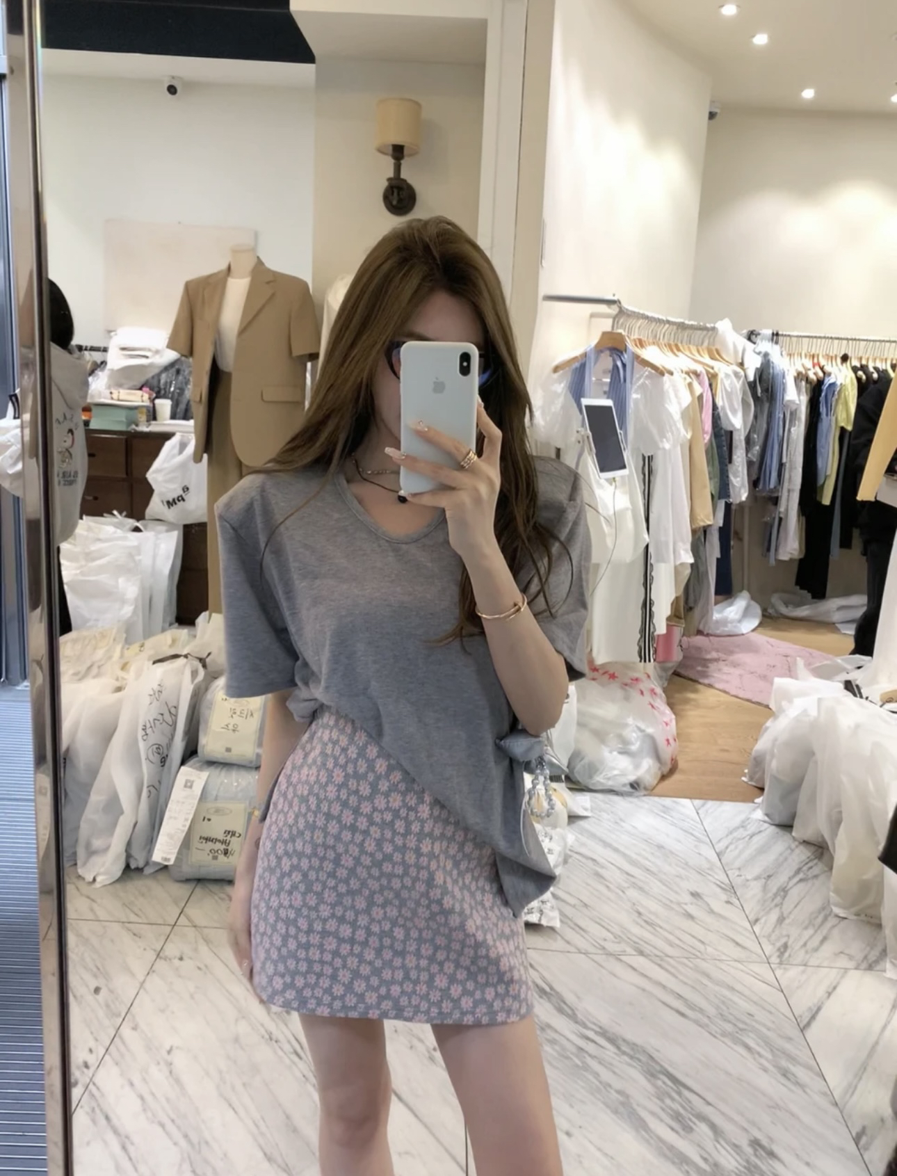 纯色T恤女2025夏季新款纯棉打底衫灰色短袖韩版宽松大圆领上衣潮