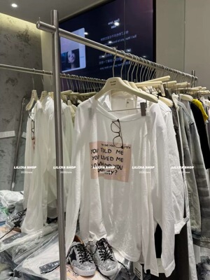 正品实拍2026新款韩版时尚百搭显瘦气质简约字母印花长袖T恤女潮