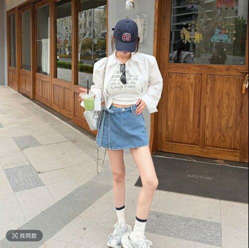 不规则牛仔半身裙女2026夏季薄款高腰显瘦设计感绑带a字半身裙裤