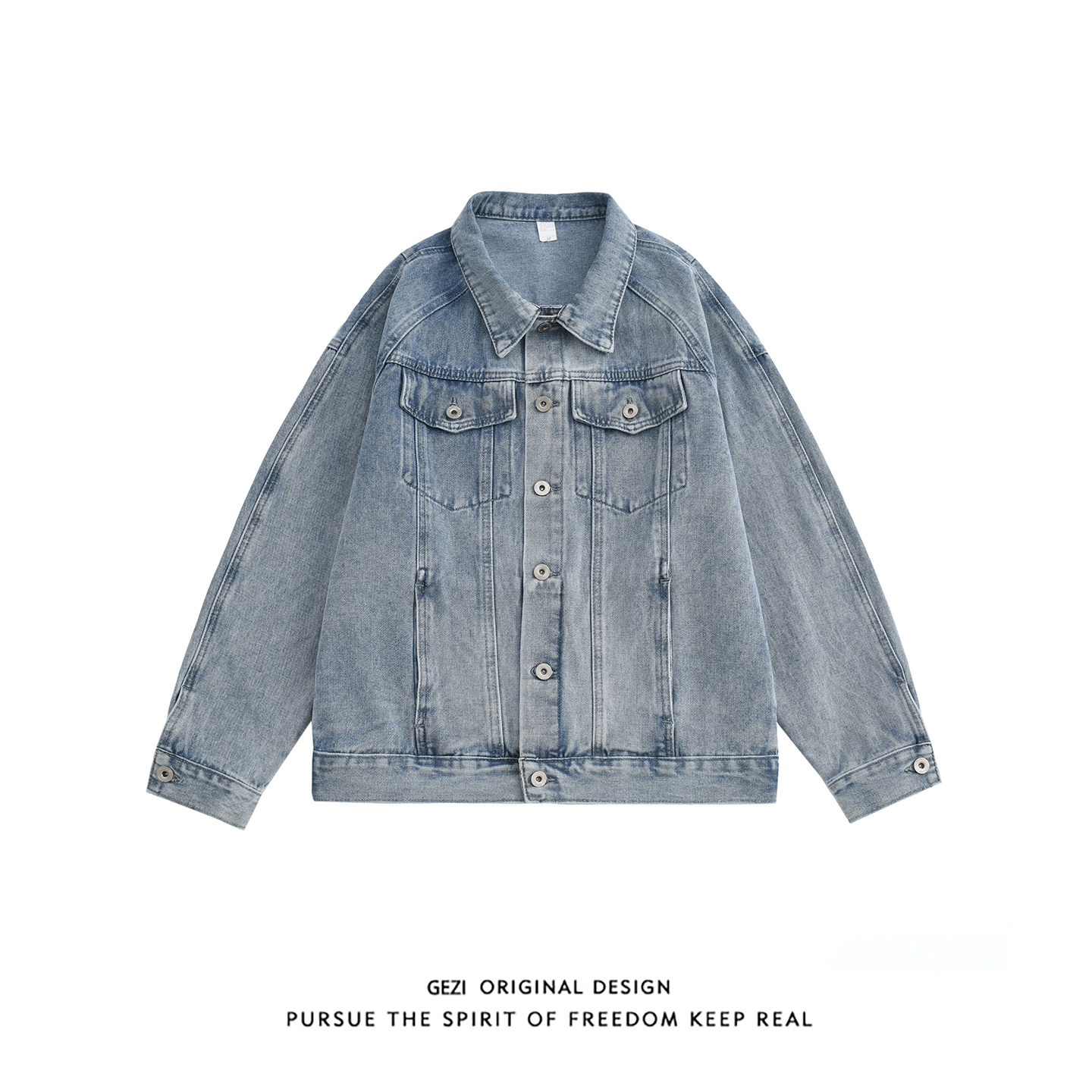 格自水洗复古痞帅牛仔外套男女宽松休闲翻领夹克美式潮牌工装上衣,男装,牛仔外套,淘宝优惠券,粉丝福利购,淘宝优惠卷