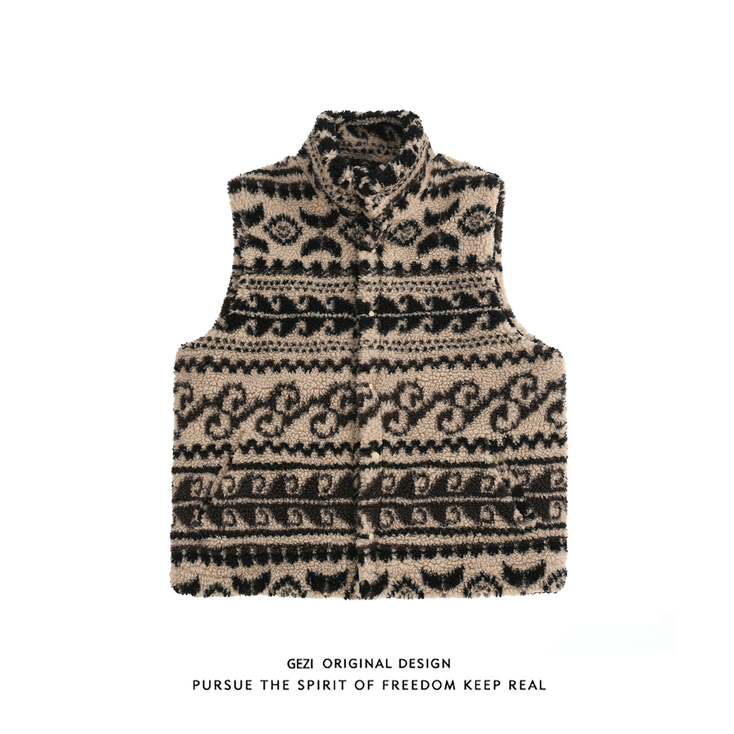 格自美式费尔岛羊羔绒马甲男冬季摇粒绒无袖棉服潮流加厚棉袄外套,男装,常规马甲,淘宝优惠券,粉丝福利购,淘宝优惠卷