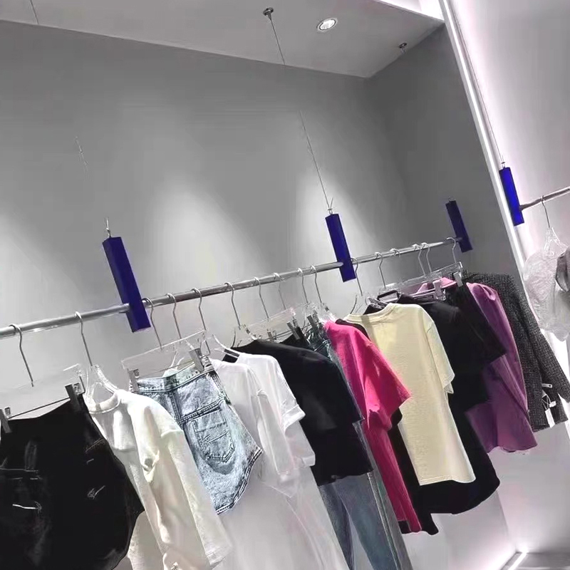 服装店展示架钢丝吊架亚克力悬挂吊杆橱窗挂衣架女装陈列架子定制
