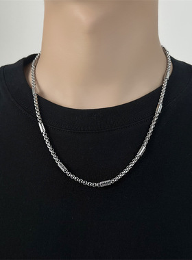 欧美简约方形珍珠圆筒钛钢男生