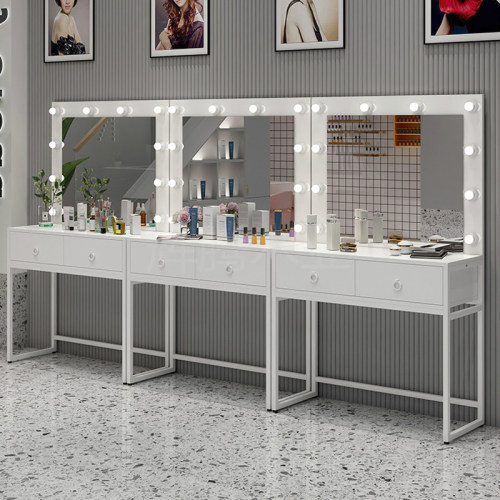 网红影楼化妆台带灯彩妆婚纱店美容院专用梳妆台专业化妆师化妆桌