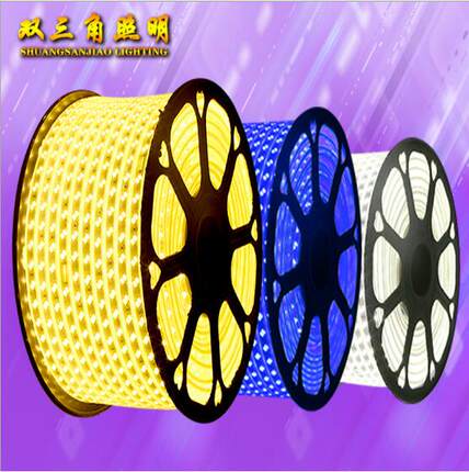 led灯带5050防水高压3014LED贴片柔性软灯条2835双排三排220v灯带