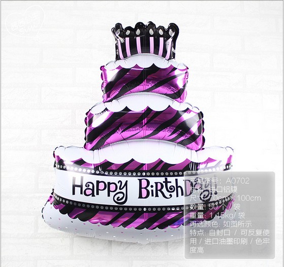 特大号生日蛋糕铝膜气球 宝宝生日派对装饰气球